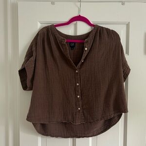 GAP Brown cotton gauze dolman shirt